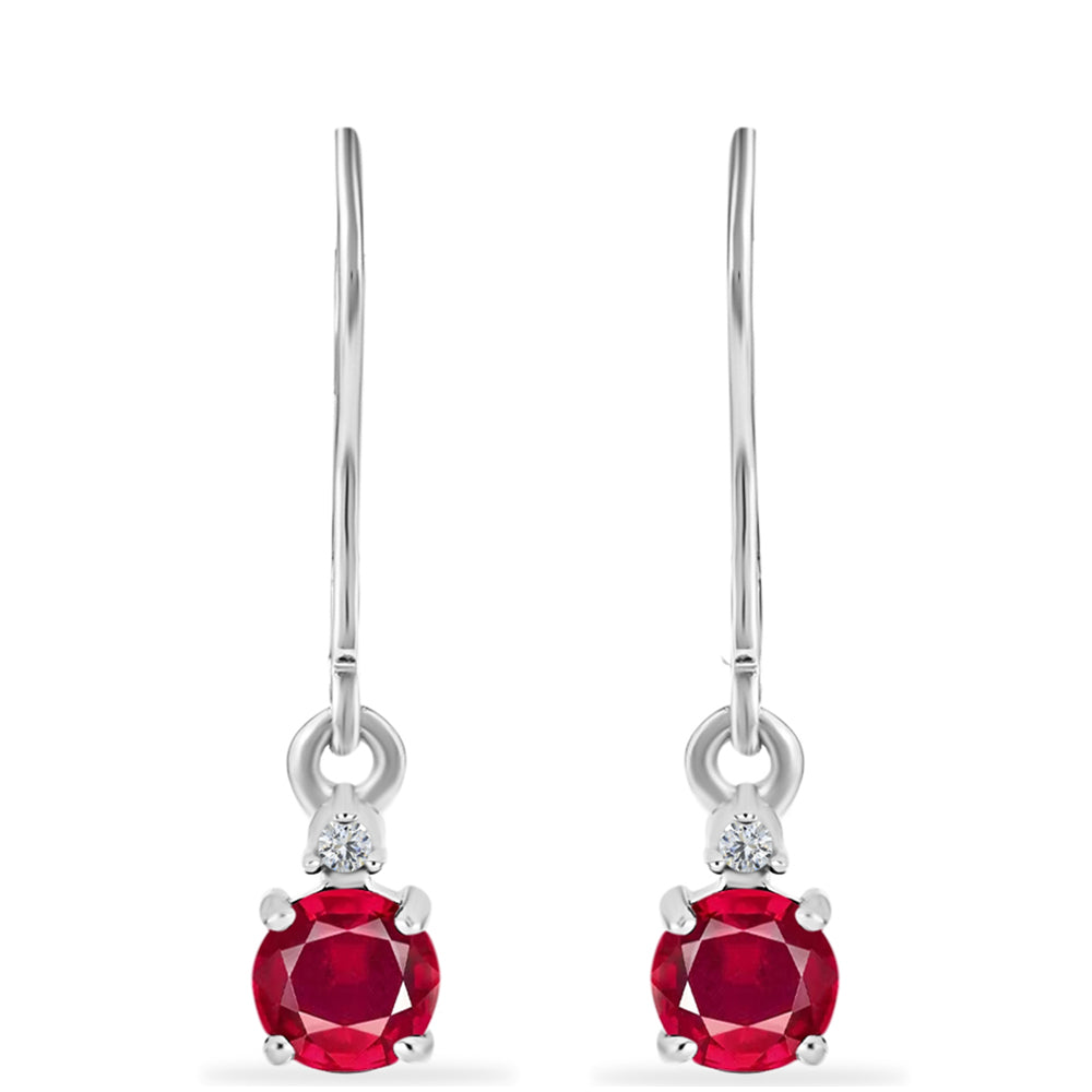 Silberohrringe mit Rubin aus Madagaskar und weißem Diamant