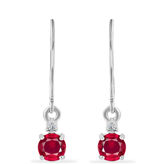 Silberohrringe mit Rubin aus Madagaskar und weißem Diamant
