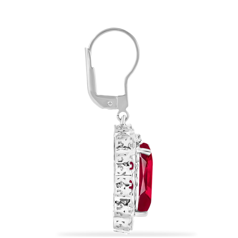 Silberohrringe mit Rubin aus Madagaskar und weißem Diamant 2 