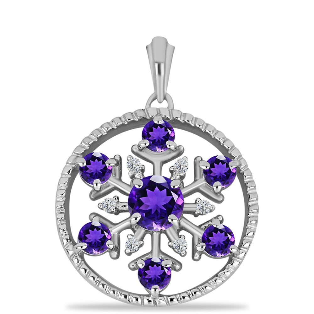Silberanhänger mit marokkanischem Amethyst und weißem Topas 1 
