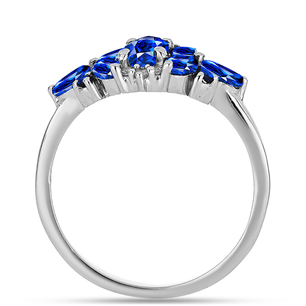 Silberring mit australischem blauem Saphir und weißem Topas 2 