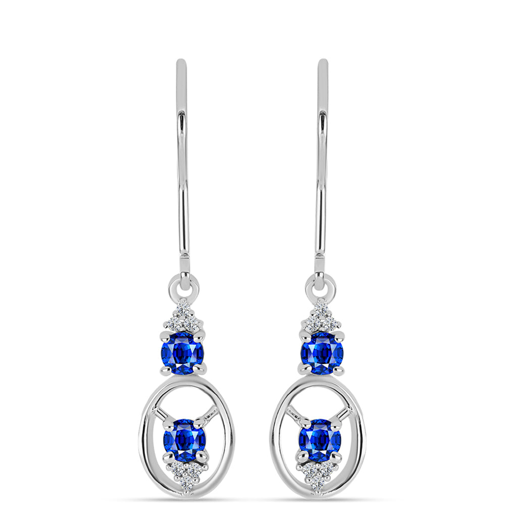 Silberohrringe mit australischem blauem Saphir und weißem Topas 1 