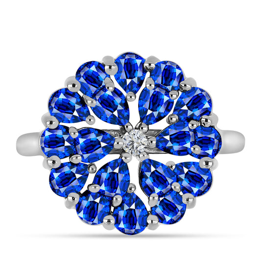 Silberring mit australischem blauem Saphir und weißem Topas