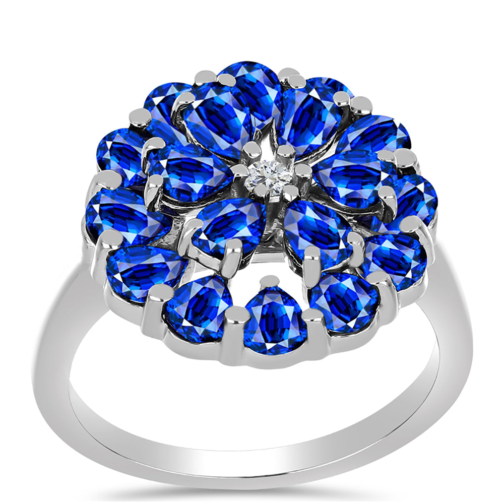 Silberring mit australischem blauem Saphir und weißem Topas 3 