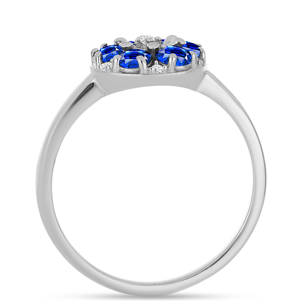Silberring mit australischem blauem Saphir und weißem Topas