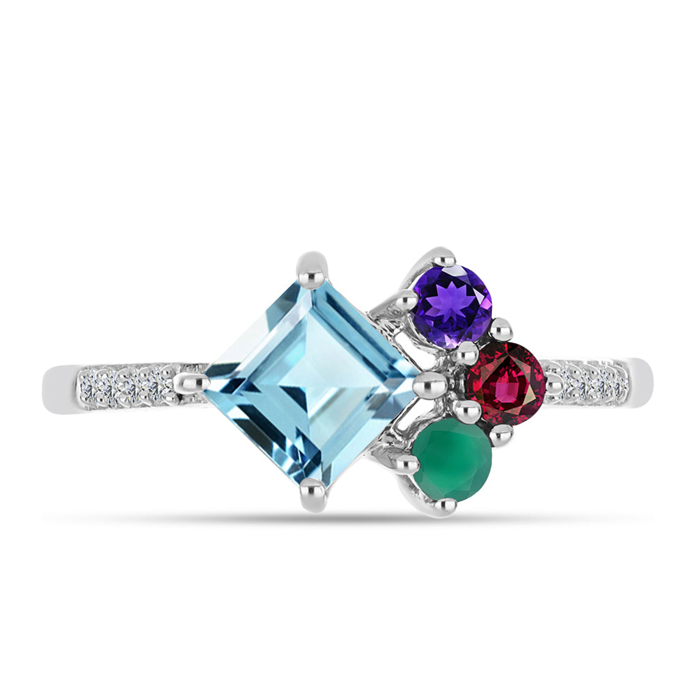 Silberring mit marokkanischem Amethyst und grünem Achat 1 