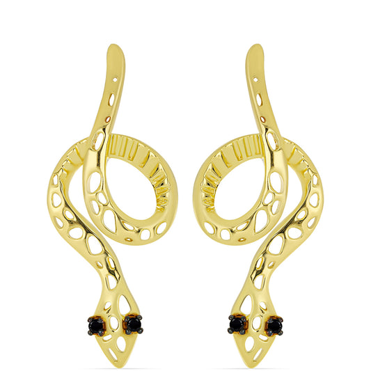 Goldplattierte Silberohrringe mit schwarzem Spinell