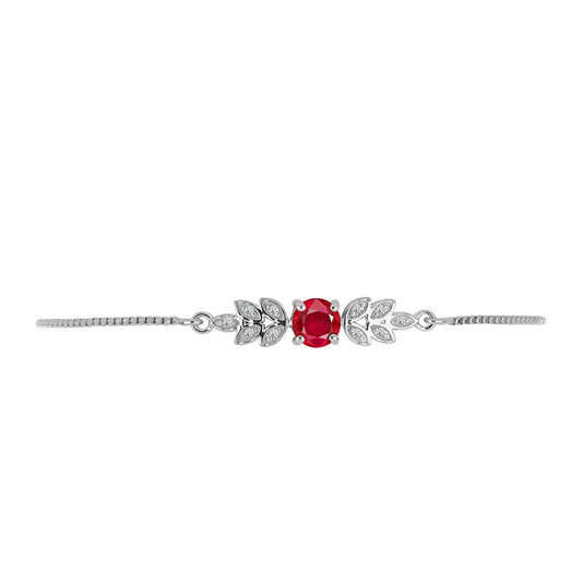 Silberarmband mit rotem Achat und weißem Topas
