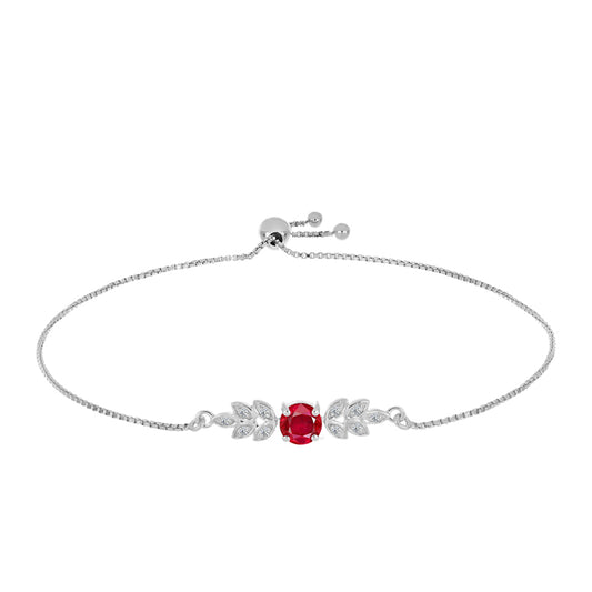 Silberarmband mit rotem Achat und weißem Topas