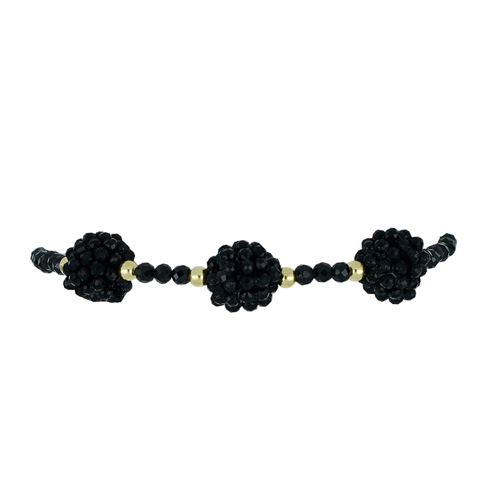 Goldplattiertes Silberarmband mit schwarzem Spinell 2 