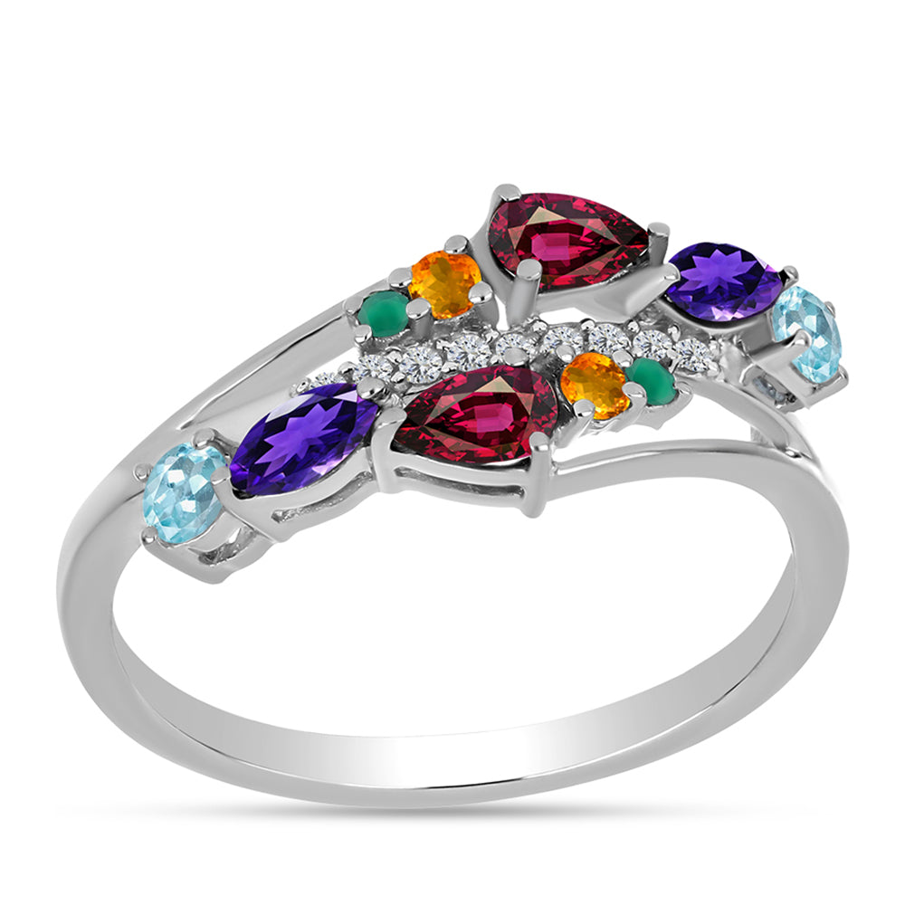 Silberring mit marokkanischem Amethyst und grünem Achat 3 