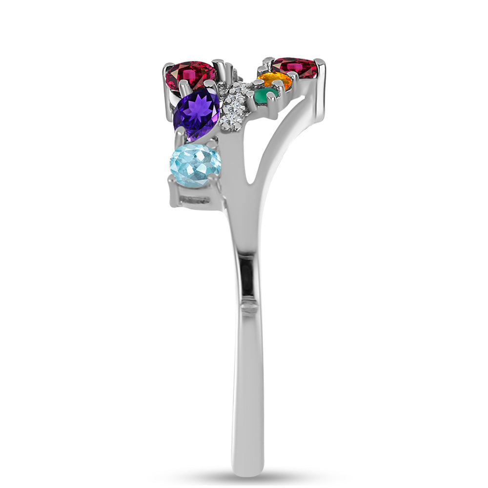 Silberring mit marokkanischem Amethyst und grünem Achat 4 