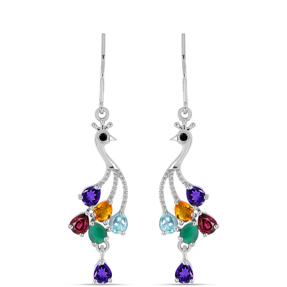 Silberohrringe mit marokkanischem Amethyst und grünem Achat