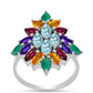 Silberring mit marokkanischem Amethyst und grünem Achat