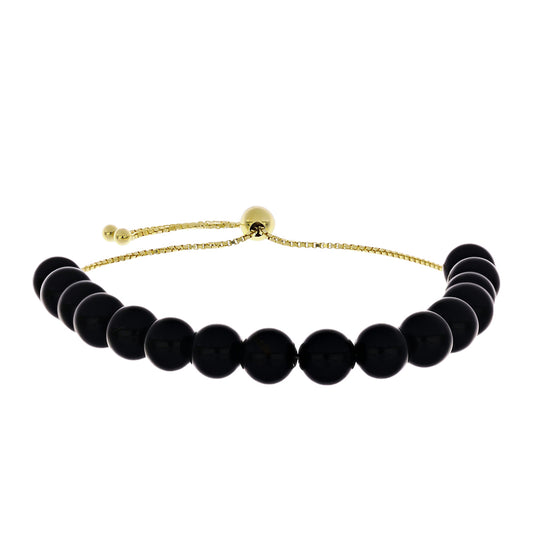 Goldplattiertes Silberarmband mit schwarzem Spinell