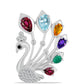 Silberbrosche mit marokkanischem Amethyst und grünem Achat