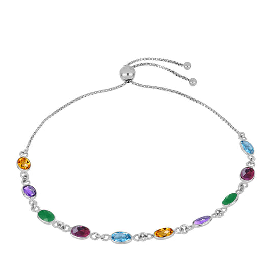 Silberarmband mit marokkanischem Amethyst und grünem Achat