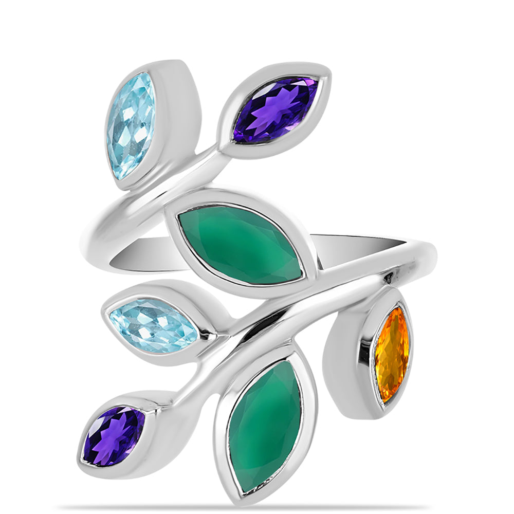 Silberring mit marokkanischem Amethyst und grünem Achat 1 