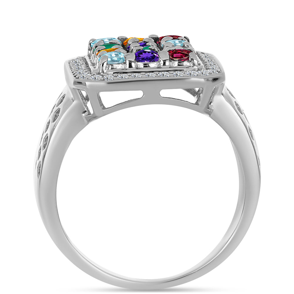 Silberring mit marokkanischem Amethyst und grünem Achat 2 