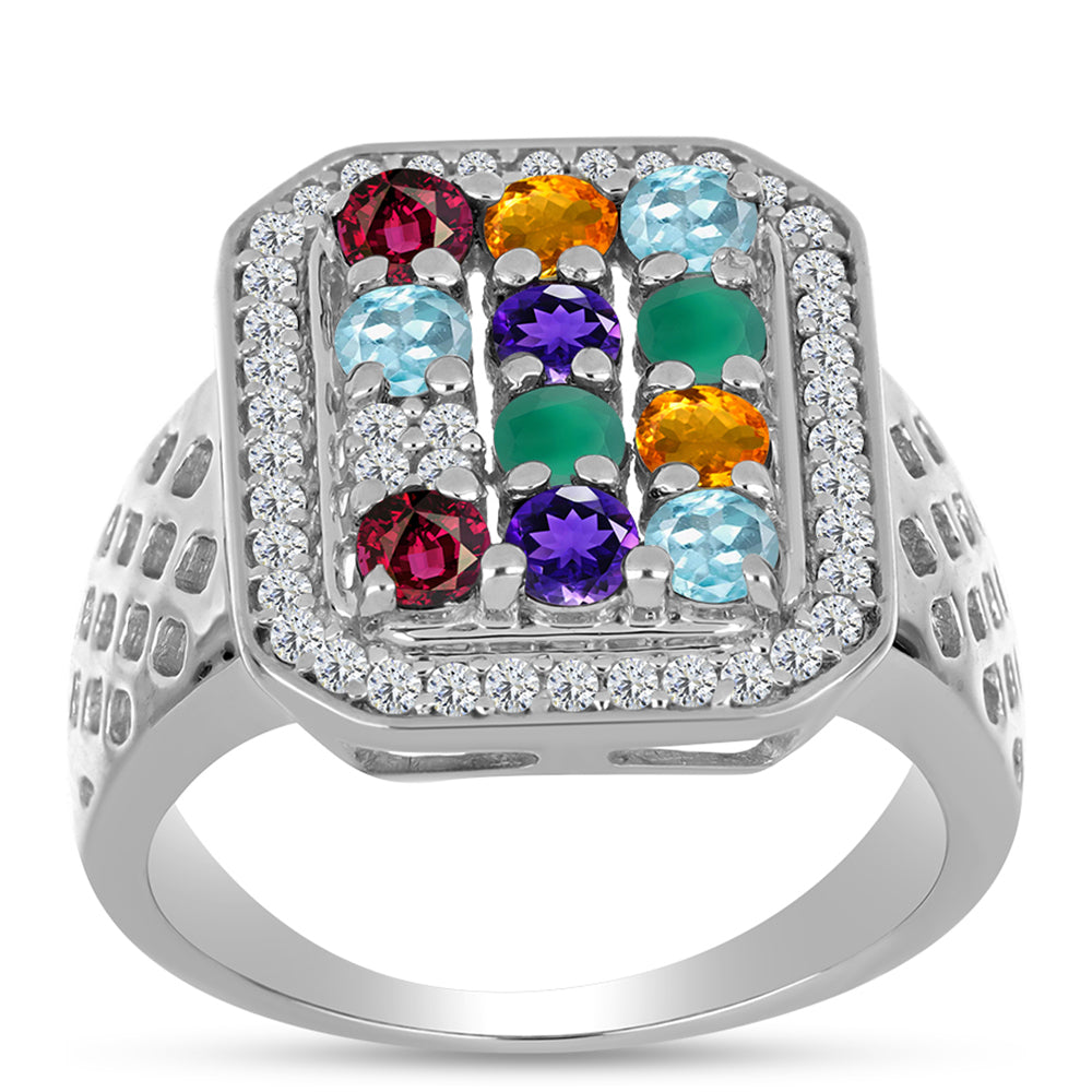 Silberring mit marokkanischem Amethyst und grünem Achat 3 