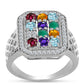 Silberring mit marokkanischem Amethyst und grünem Achat