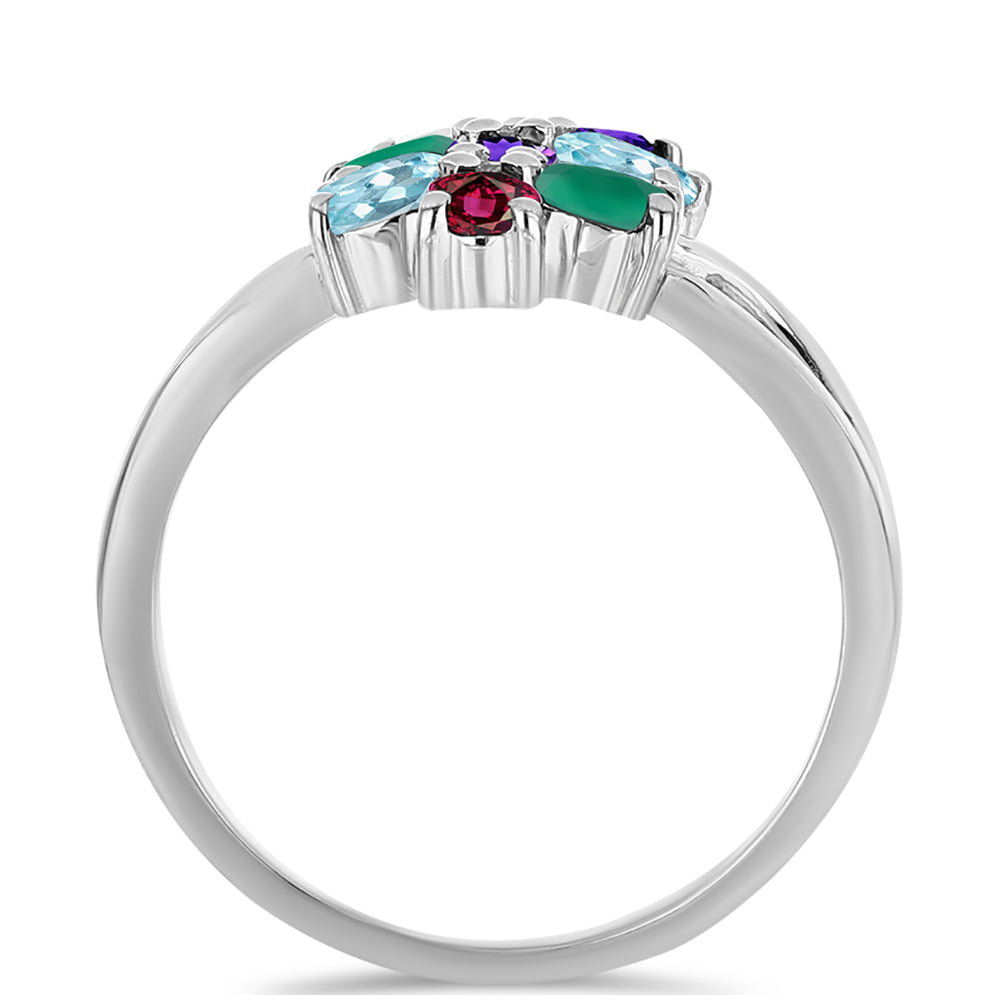 Silberring mit marokkanischem Amethyst und grünem Achat 2 