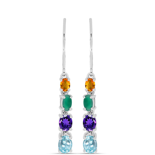 Silberohrringe mit marokkanischem Amethyst und grünem Achat