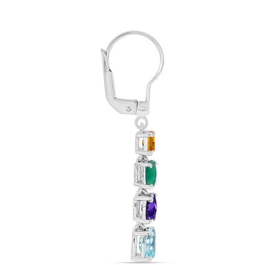 Silberohrringe mit marokkanischem Amethyst und grünem Achat