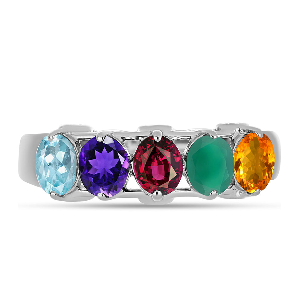 Silberring mit marokkanischem Amethyst und grünem Achat 2 