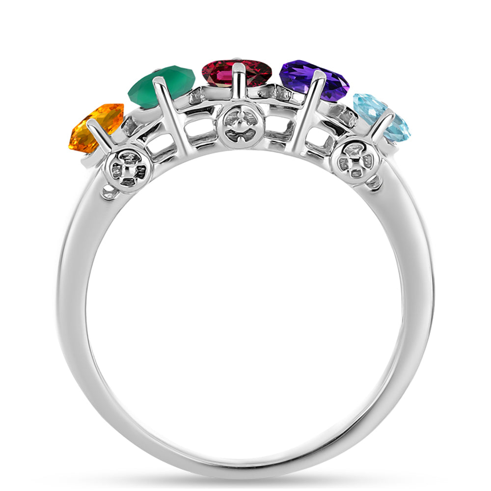 Silberring mit marokkanischem Amethyst und grünem Achat 3 