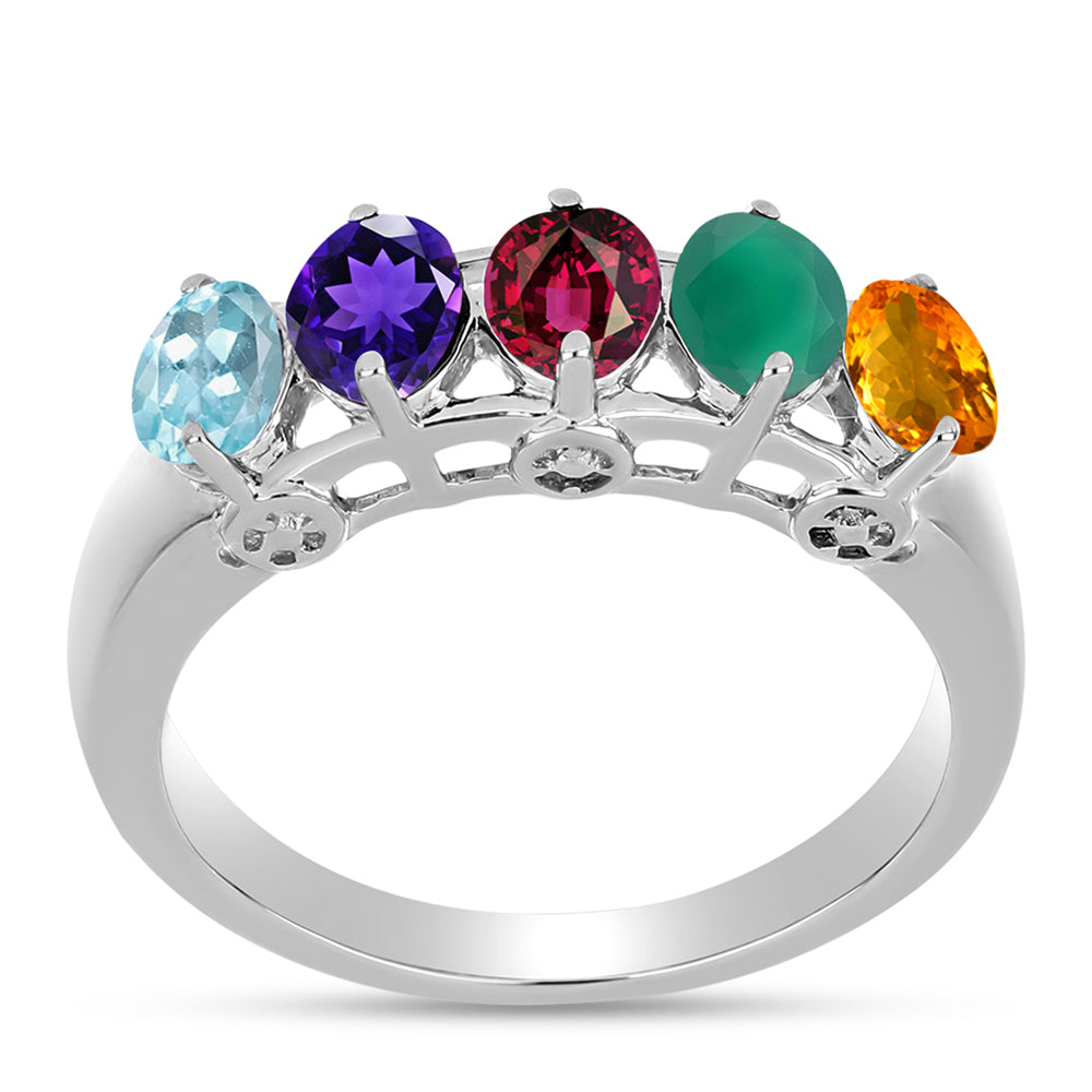Silberring mit marokkanischem Amethyst und grünem Achat 1 