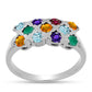 Silberring mit marokkanischem Amethyst und grünem Achat