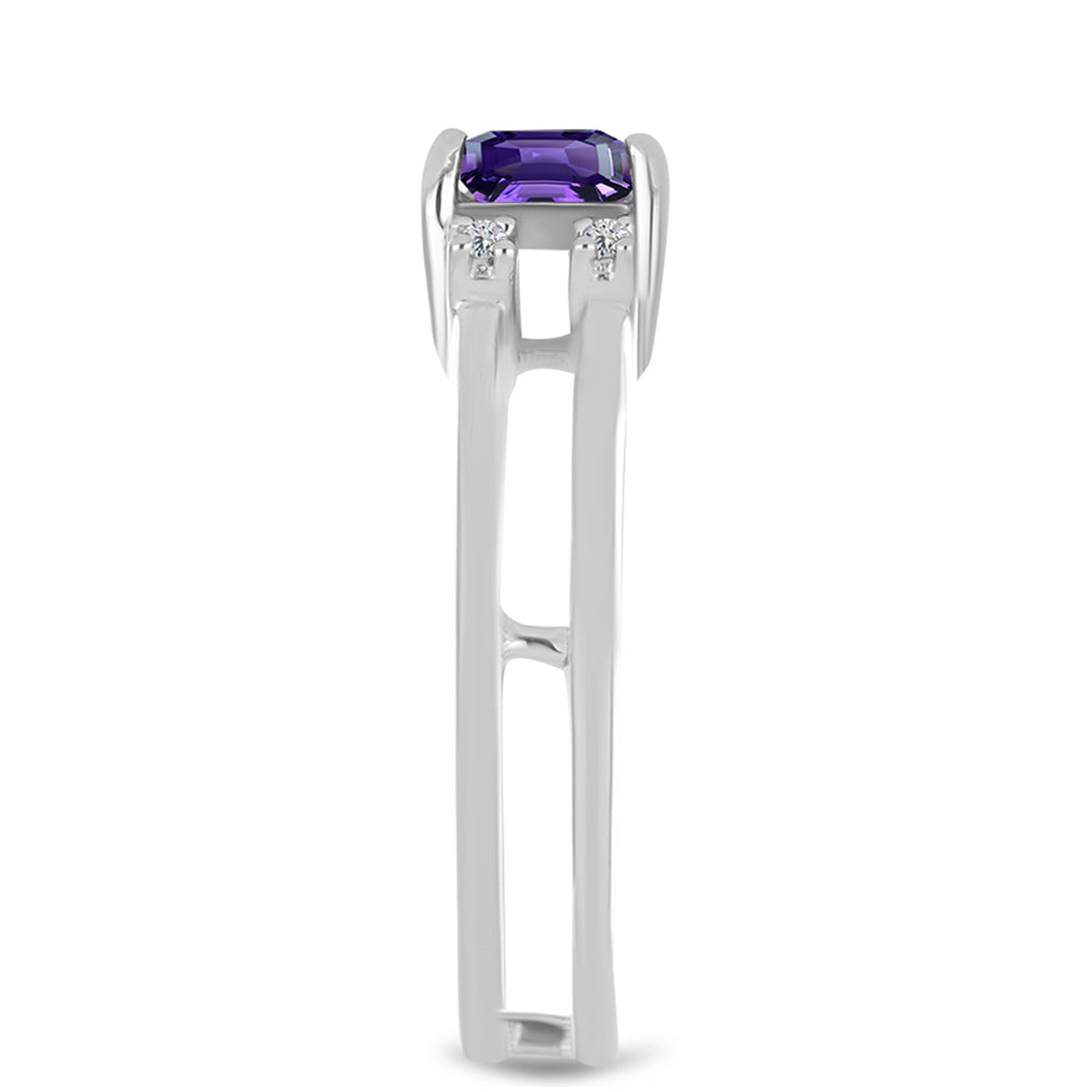 Silberring mit marokkanischem Amethyst und weißem Topas 4 