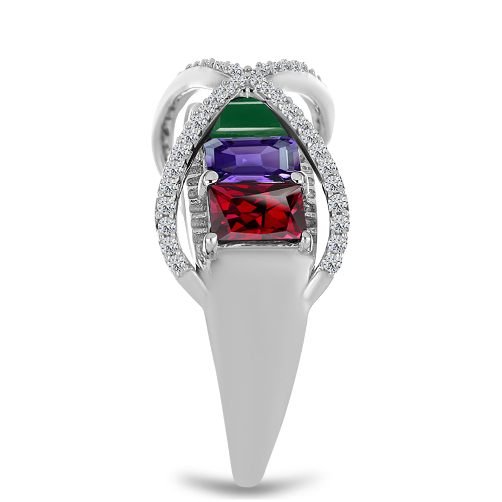 Silberring mit marokkanischem Amethyst und grünem Achat 4 