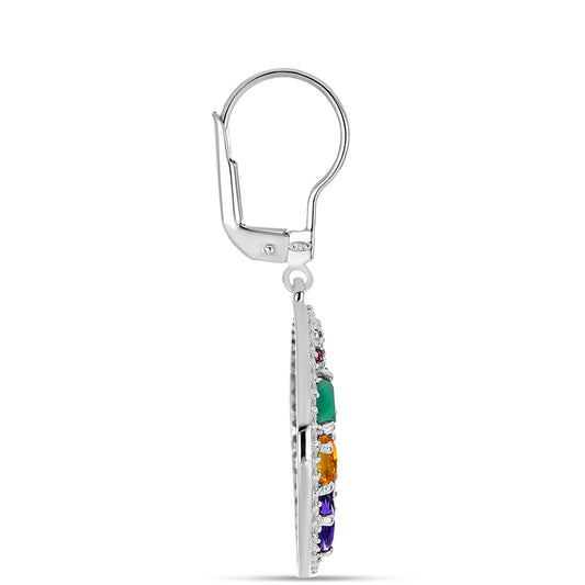 Silberohrringe mit marokkanischem Amethyst und grünem Achat