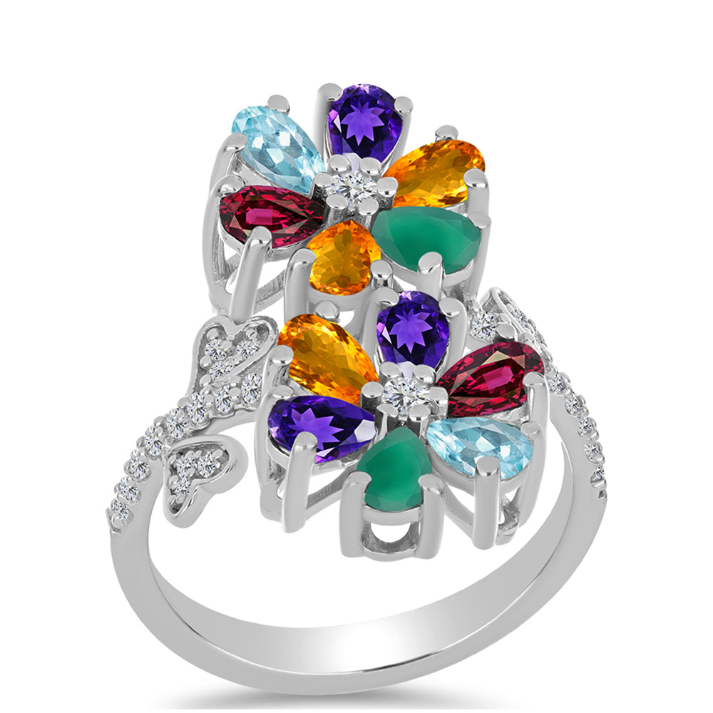 Silberring mit marokkanischem Amethyst und grünem Achat 3 