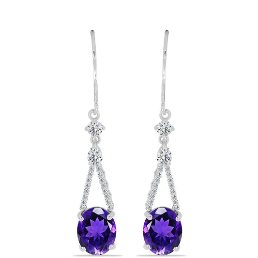 Silberohrringe mit marokkanischem Amethyst und weißem Topas
