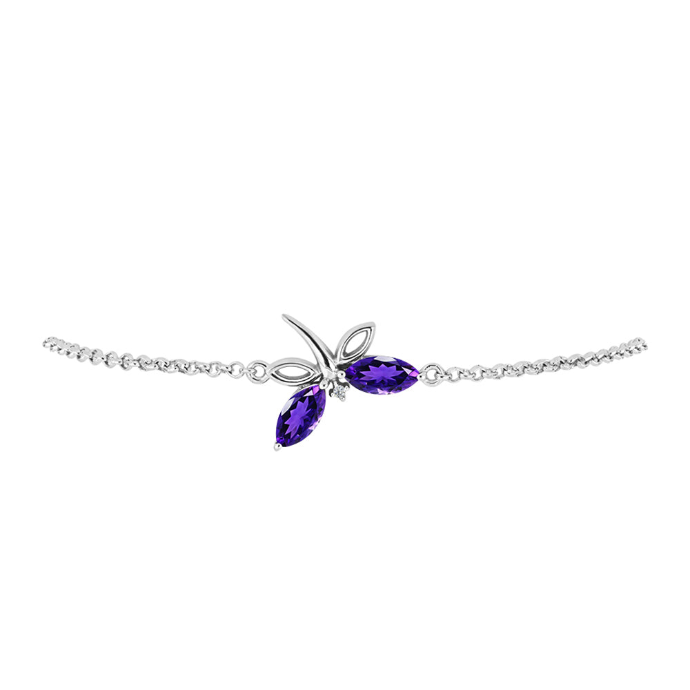 Silberarmband mit marokkanischem Amethyst und weißem Topas 2 