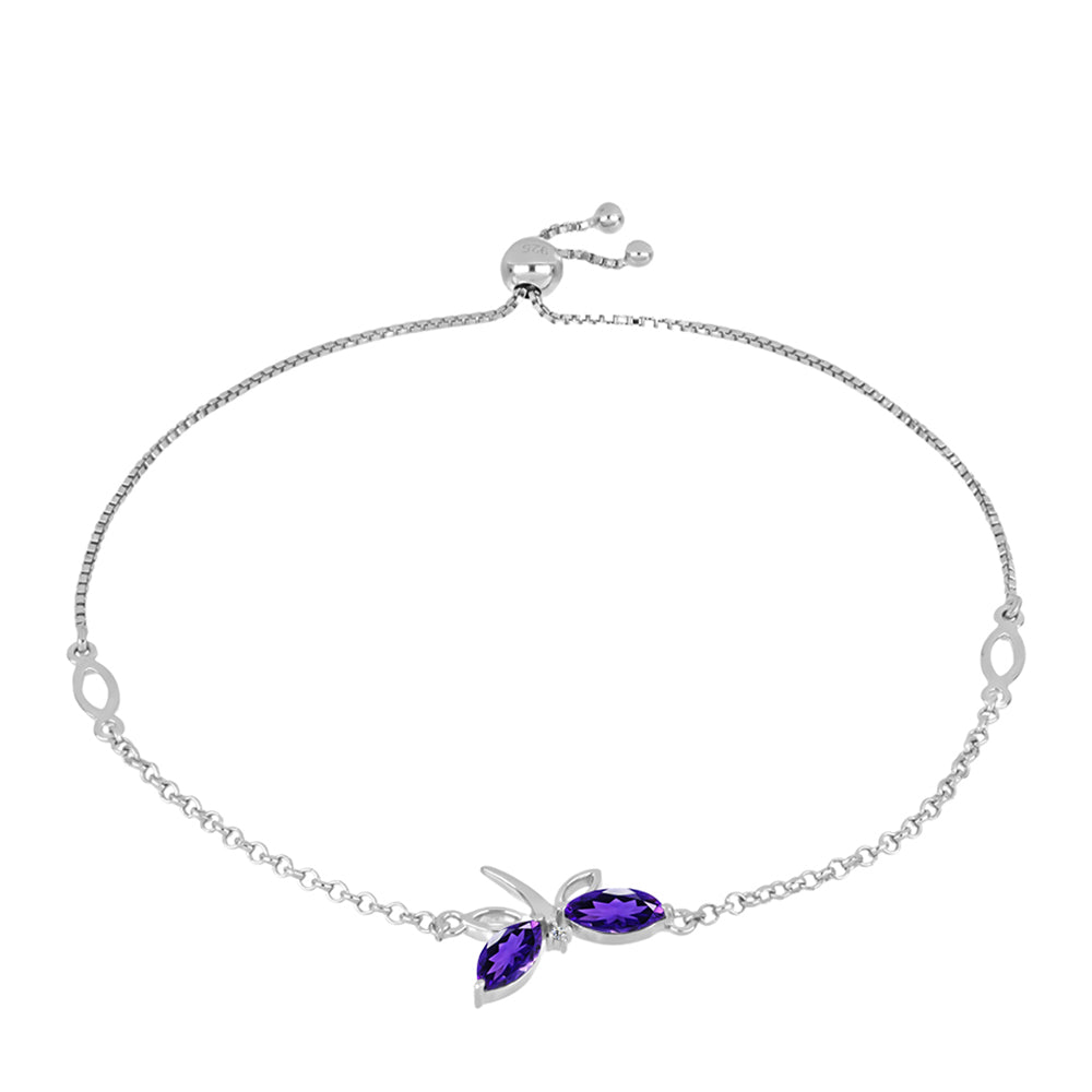 Silberarmband mit marokkanischem Amethyst und weißem Topas