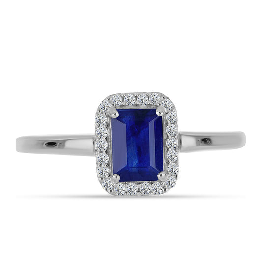 Silberring mit australischem blauem Saphir und weißem Topas