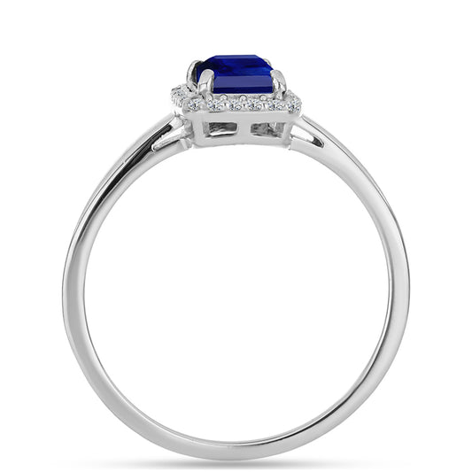 Silberring mit australischem blauem Saphir und weißem Topas