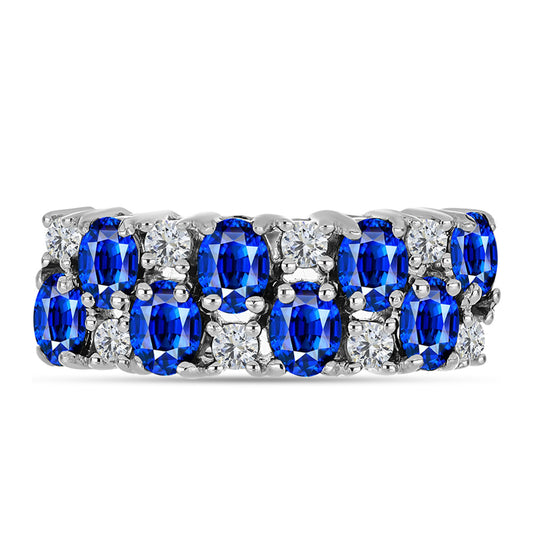 Silberring mit australischem blauem Saphir und weißem Topas