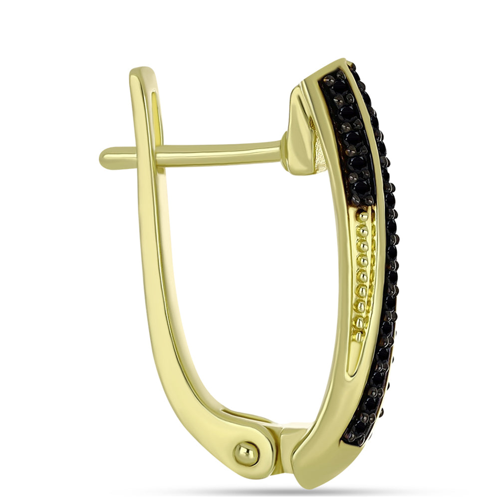 Goldplattierte Silberohrringe mit schwarzem Spinell 2 