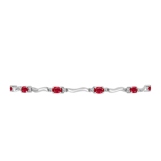 Silberarmband mit rotem Achat und weißem Topas