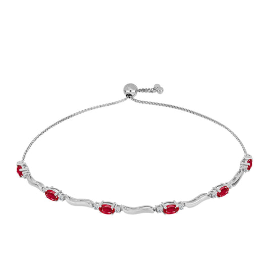 Silberarmband mit rotem Achat und weißem Topas