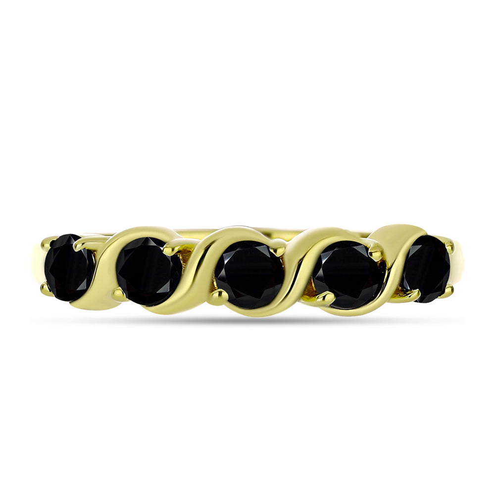 Goldplattierter Silberring mit schwarzem Spinell 1 