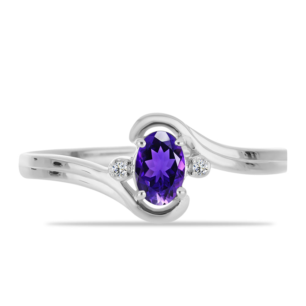 Silberring mit marokkanischem Amethyst und weißem Topas