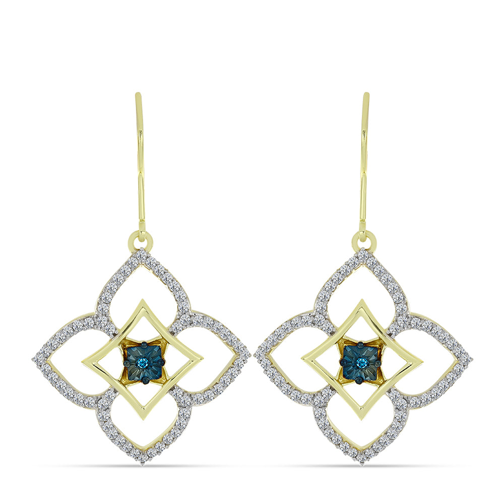 Goldplattierte Silberohrringe mit blauem Diamant und weißem Topas 1 