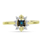 Goldplattierter Silberring mit blauem Diamant und weißem Topas