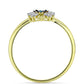 Goldplattierter Silberring mit blauem Diamant und weißem Topas